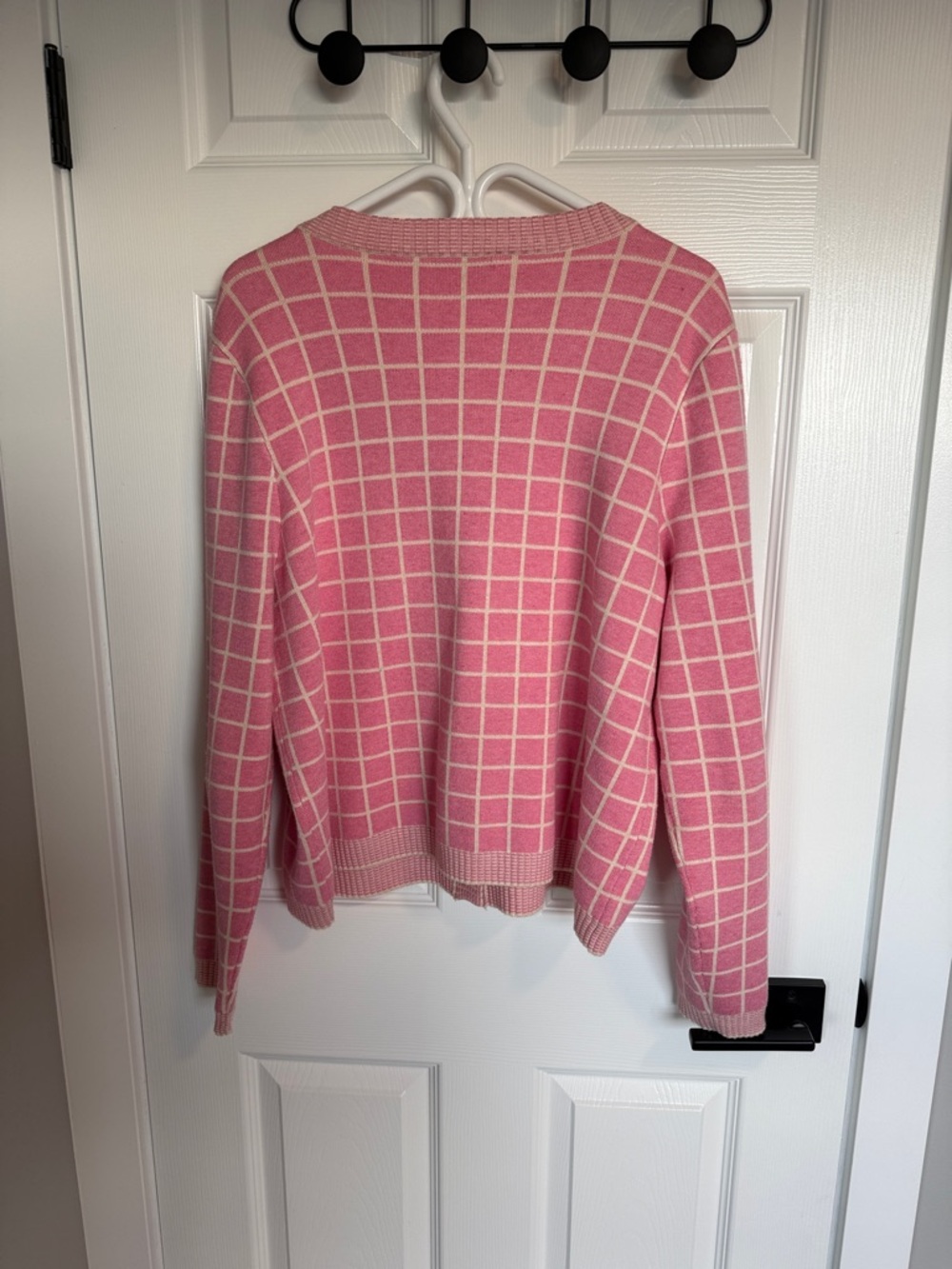 Cyrus Pink Grid-Check Button Cardigan - Picture 3 of 3